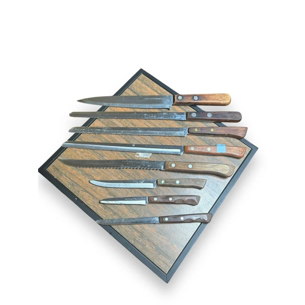 VTG Assorted Flint Arrowhead Knifes Lot of 8 Vanadium USA Wood Handles Rare